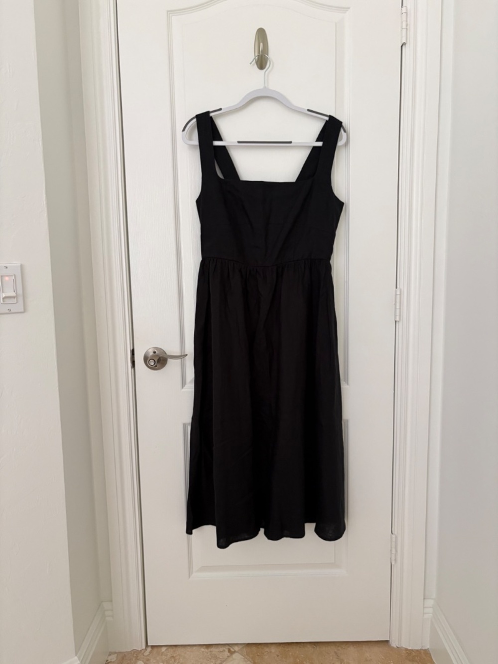 Quince Black Midi Dress with Wide Straps